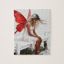 Fairy Sitting on a Dock With Her Feet in the Water