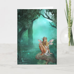 Fairy Sitting on a Mushroom Fantasy Greeting Card