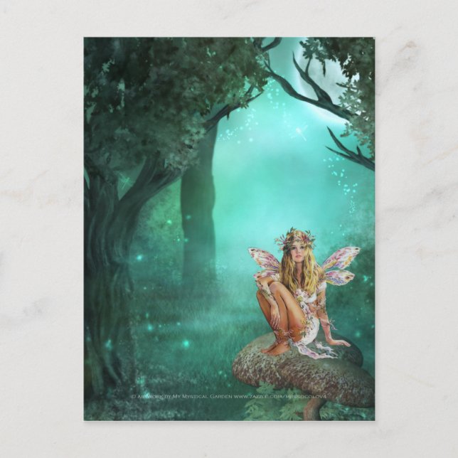Fairy Sitting on a Mushroom Patch Postcard 2 (Front)