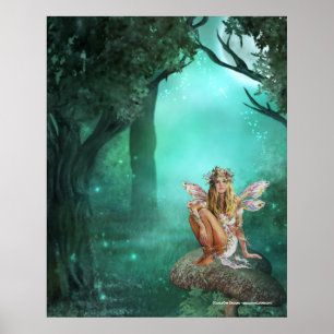 Fairy Sitting on a Mushroom Patch Print