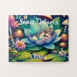 Fairy Sleeping on a Flower Fairytale Personalised Jigsaw Puzzle