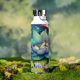 Fairy Sleeping on a Flower Fairytale Personalised Water Bottle