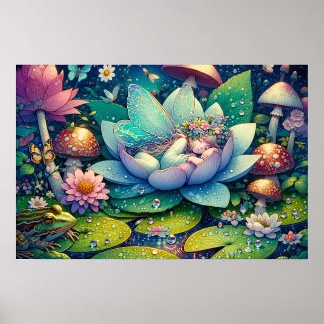 Fairy Sleeping on a Flower Fairytale Poster (Front)
