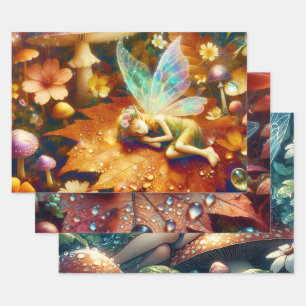 Fairy Sleeping on a Flower Personalized Wrapping Paper Sheet
