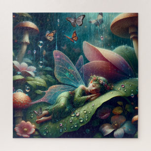 Fairy Sleeping on a Mushroom   Blank Jigsaw Puzzle