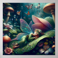 Fairy Sleeping on a Mushroom | Blank