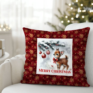 Fairy snowy forest baby deer cozy kids room decor cushion