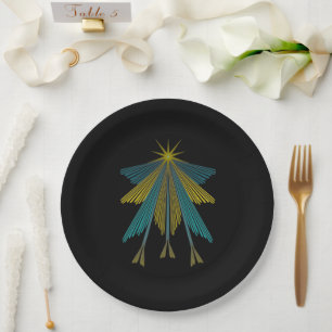 Fairy Stars Black 9" Paper Plate