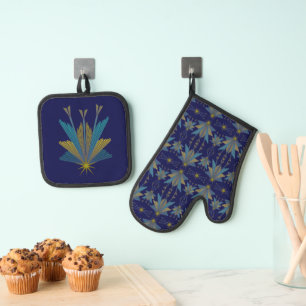 Fairy Stars Navy  Oven Mitt & Pot Holder Set