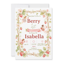 Fairy Strawberry Birthday Invitation