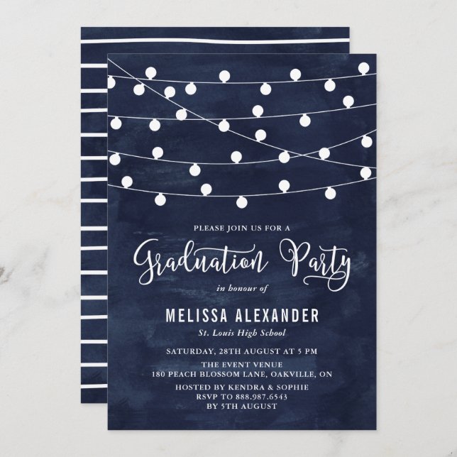 Fairy String Lights Graduation Party Invitation (Front/Back)