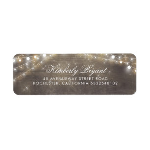 Fairy String of Lights and Rustic Wood Return Address Label