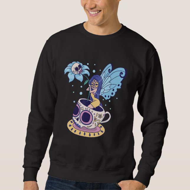Fairy Sugar Skull Mug Butterfly Tea Pot Witch Magi Sweatshirt (Front)