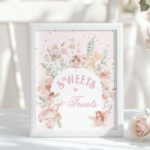 Fairy Sweets and treats Whimsical Pink Birthday Poster