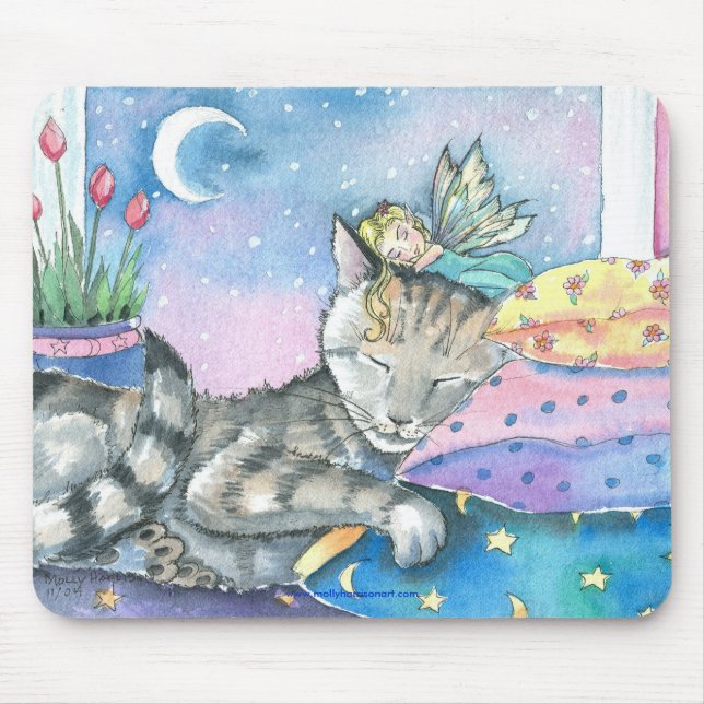 Fairy Tabby Cat Mousepad by Molly Harrison (Front)