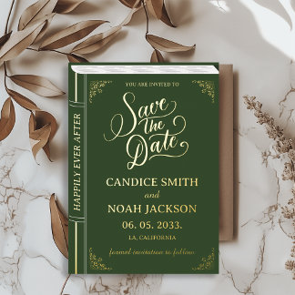 Fairy Tale Book Cover Green Wedding Save the Date