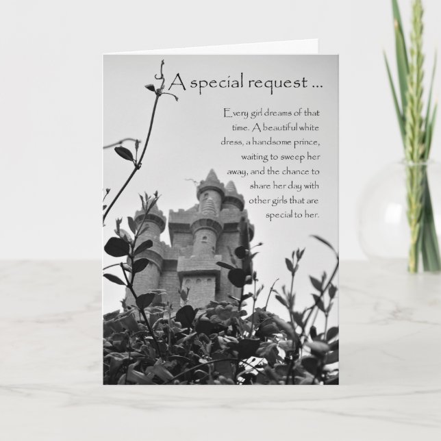 Fairy Tale Castle Bridesmaid Request Greeting Card (Front)