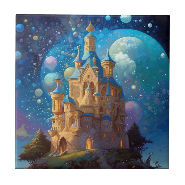 Fairy Tale Castle Fantasy Art Ceramic Tile (Front)