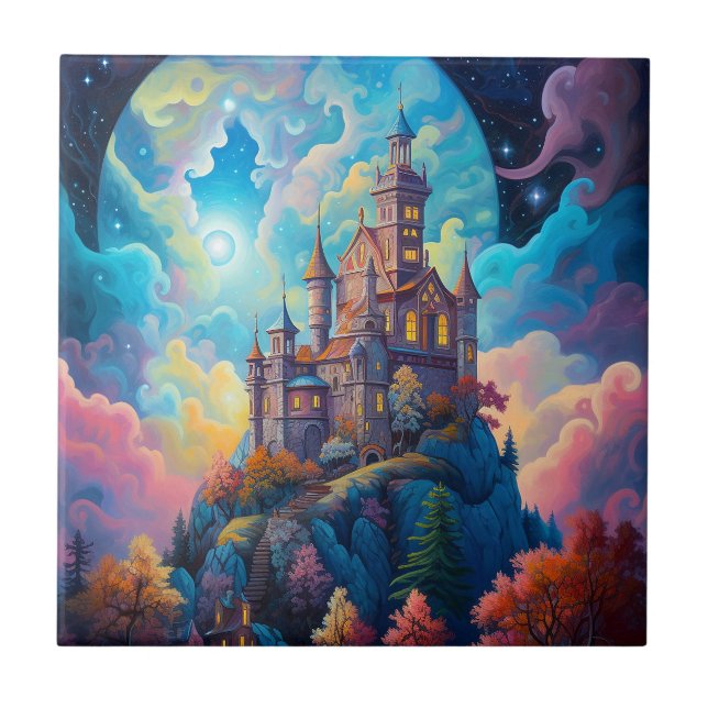 Fairy Tale Castle Fantasy Art Ceramic Tile (Front)