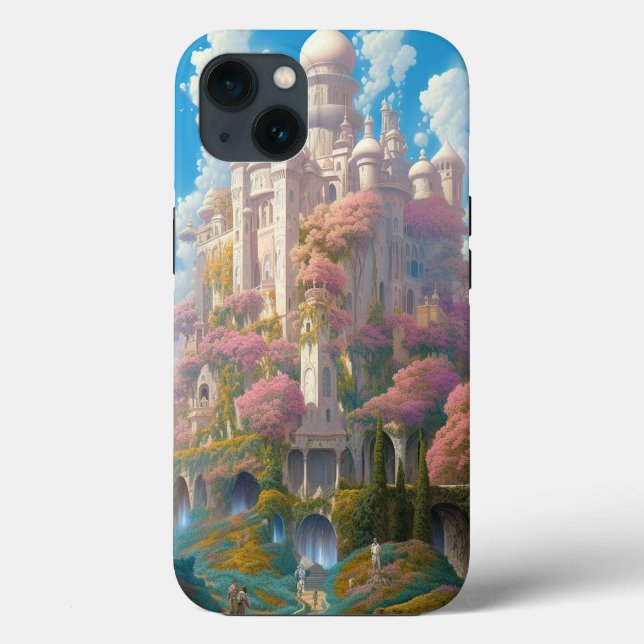 Fairy Tale Castle Pink White Gold Fantasy Art Case-Mate iPhone Case (Back)