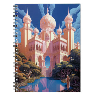 Fairy Tale Castle Pink White Gold Fantasy Art Notebook