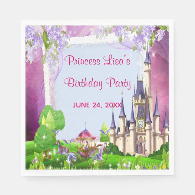Fairy Tale Castle Princess Birthday Party Napkin (Front)