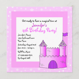 Fairy Tale Castle Themed Child Birthday - Pink Invitation