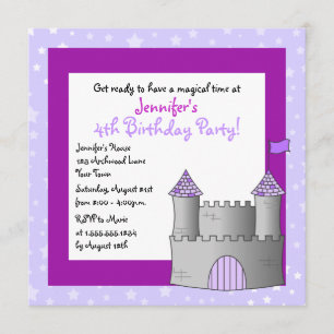 Fairy Tale Castle Themed Child Birthday - Purple Invitation