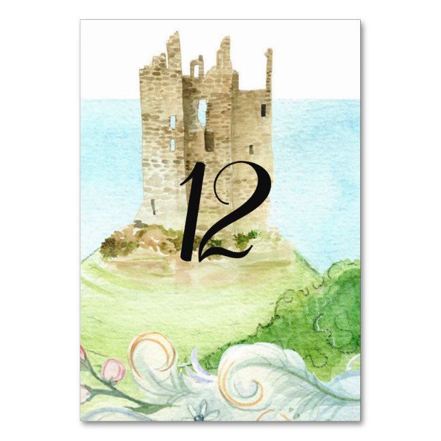 Fairy tale Castle Wedding Table Number Card (Front)
