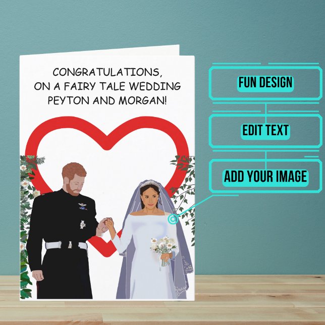  Fairy Tale Couple Wedding Day Congratulations Card (Send your congratulations on a fairy tale wedding.)