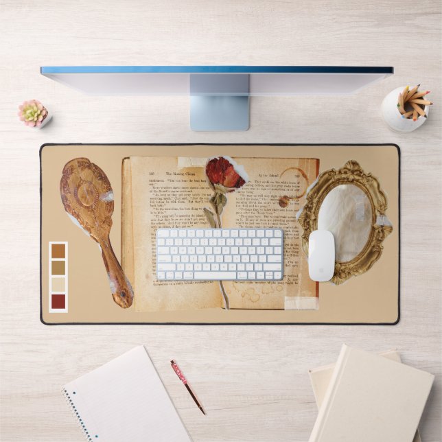 Fairy Tale Cute Feminine Collage Mixed Media Desk Mat (Office 1)