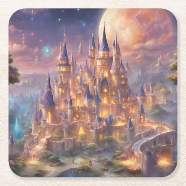 Fairy Tale Dreams Square Paper Coaster (Front)