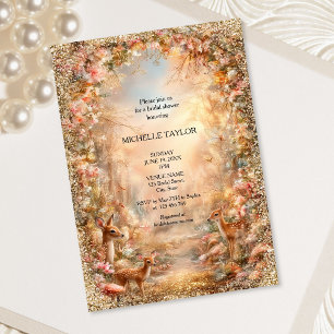 Fairy Tale Enchanted Forest Elegant Floral Bridal Invitation
