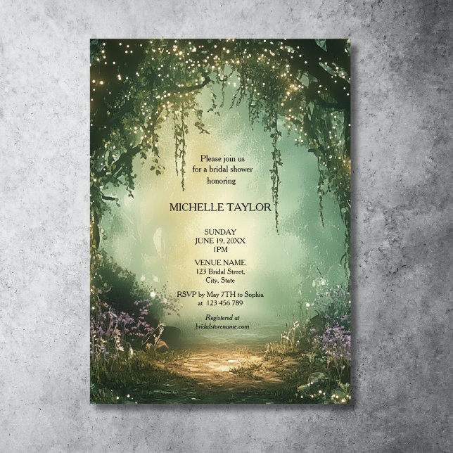 Fairy Tale Enchanted Forest Elegant Floral Bridal Invitation (ENCHANted forest bridal shower invitation)