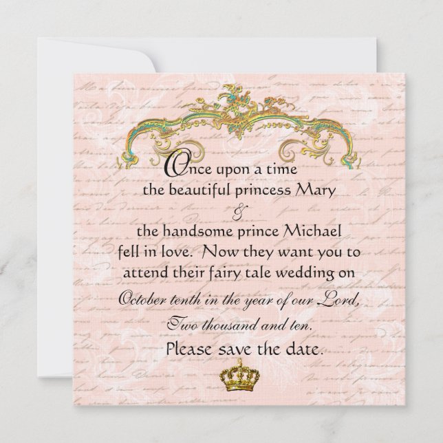 Fairy Tale French Script Pink Save the Date (Front)