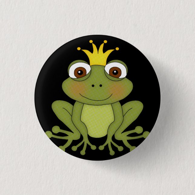 Fairy Tale Frog Prince with Crown 3 Cm Round Badge (Front)