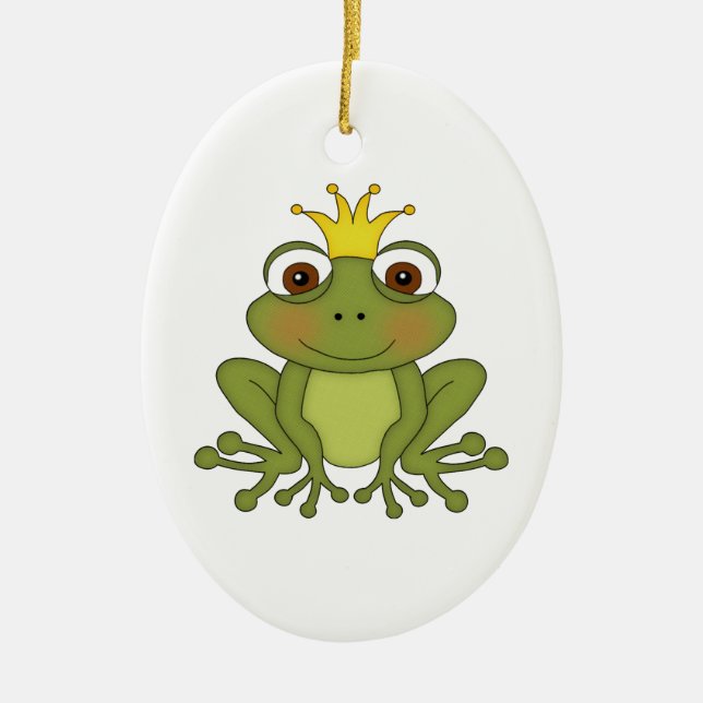 Fairy Tale Frog Prince with Crown Ceramic Tree Decoration (Front)