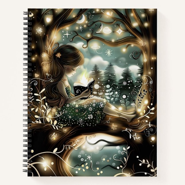 Fairy Tale Girls Reading by Starlight Notebook (Front)