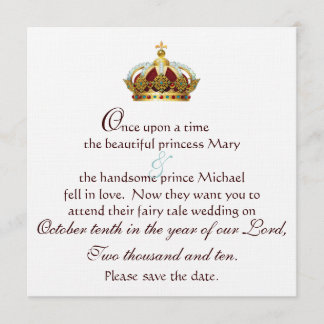 Fairy Tale Gold Royal Crown Save the Date