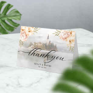 Fairy Tale Misty Lake Vintage Floral Thank You Card