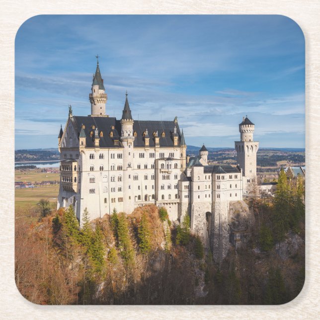 Fairy tale Neuschwanstein castle in Germany Square Paper Coaster (Front)