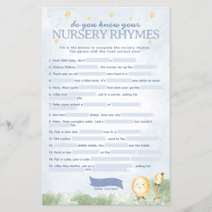 Fairy Tale Nursery Rhyme Baby Shower Game Flyer