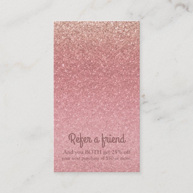 Fairy Tale Pink Glitter Glam Sparkle Chic Glitzy Referral Card (Front)