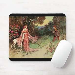 Fairy Tale Princess And White Deer Mouse Pad