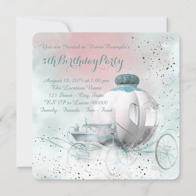 Fairy Tale Princess Birthday Party Invitation (Back)