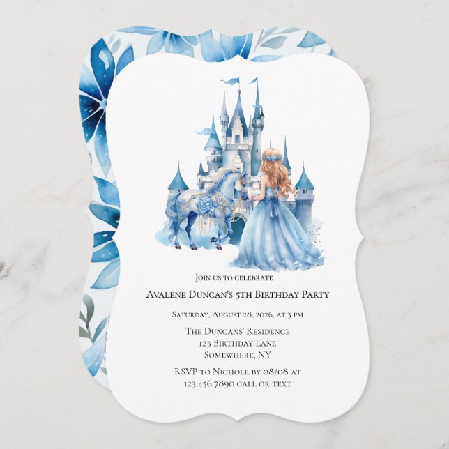 Fairy Tale Princess Castle Girl Birthday Party Invitation (Front/Back)
