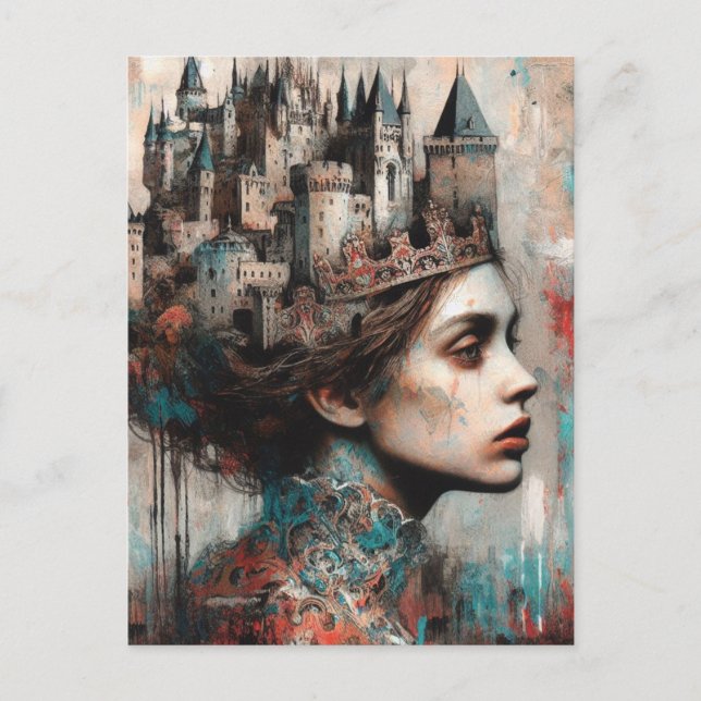 Fairy Tale Queen Castle on Her Head Postcard (Front)