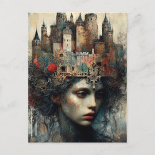 Fairy Tale Queen With Castle on Her Head Postcard