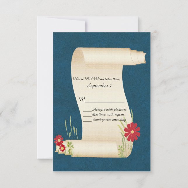 Fairy Tale Scroll Wedding RSVP Card (Front)