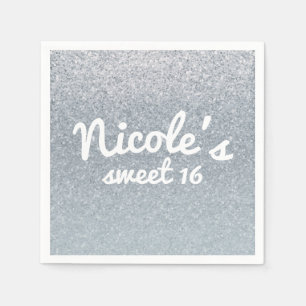 Fairy Tale Silver Glitter Sparkle Party Favour Gla Napkin